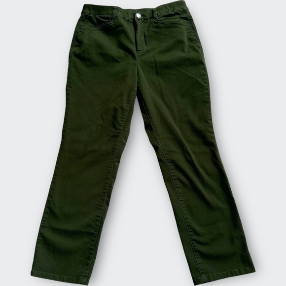 CHRISTOPHER & BANKS Signature Slim Shaped Fit Tapered Green Chino Pant 8 short - Picture 1 of 7
